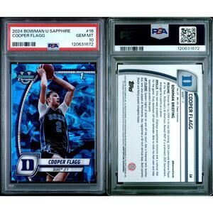 2024-25 Bowman U Cooper Flagg Chrome Sapphire #16 PSA 10 GEM MINT Duke Mavericks